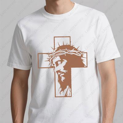 Crucifixion of Jesus Christ On Cross Harajuku Graphic T Shirts Jesus Christ Crown of Thorns Tees Men  Women Cotton Casual Wear
