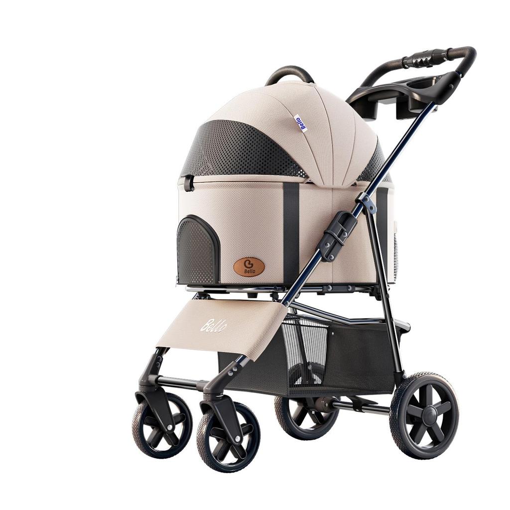 Pet Stroller with Universal Wheels and Rain Cover for Small Dogs