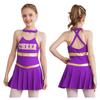 Kid Girls Cheerleading Skating Costume Hollow Back Pleated Dance Dress Stage Competition Dancewear Sport Meeting Team Uniform