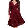 BITCED Fashion Summer Spring Solid Color Print Long Sleeve V-Neck Casual Dresses