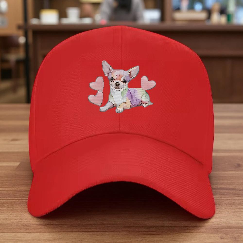 

Chihuahua Watercolor Love Hearts Baseball Cap Adjustable Cotton Casual Sun Hat for Unisex Adults One Size