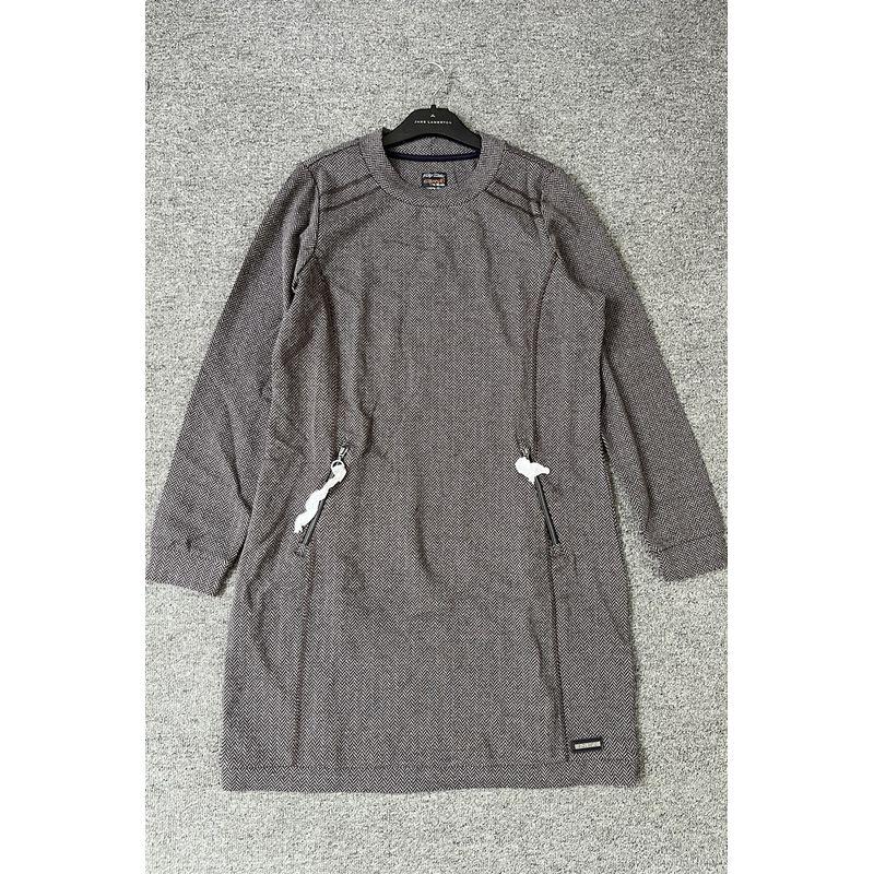 

European OEM Goods Tail Goods Middle-Aged Mother Wear Pinstripe Autumn and Winter Zipper Pocket Women s Long Sleeve Loose Dress Coffee 44/XXL