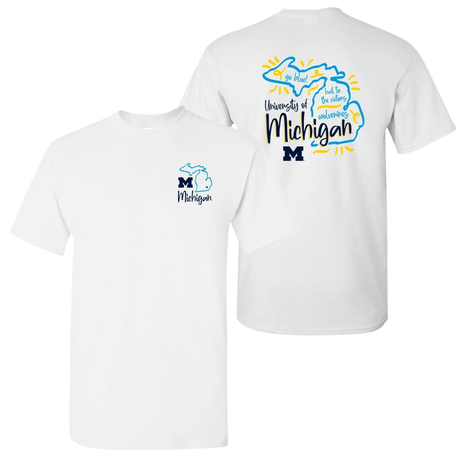 Michigan Wolverines Playful Sketch T Shirt - White 3XL