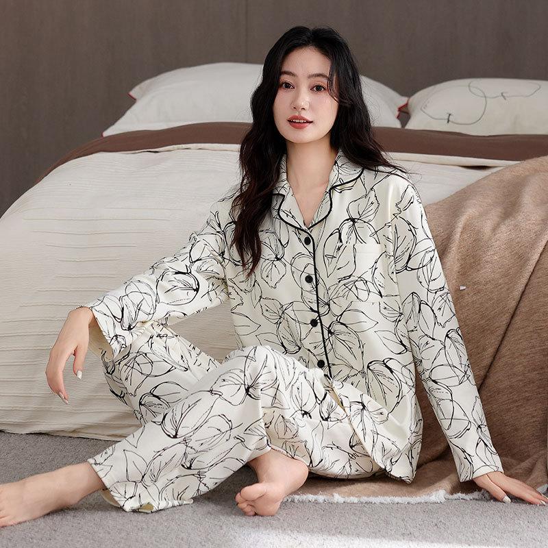 Pajamas women's spring and autumn pure cotton long-sleeved autumn 1011 new middle-aged mother autumn and winter high-end loungewear set