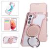 Leather Slot Card Wallet Rotating Stand Magnetic Phone Case for Samsung S25 S24 S23 Ultra S22 Plus For Magsafe Transparent Cover