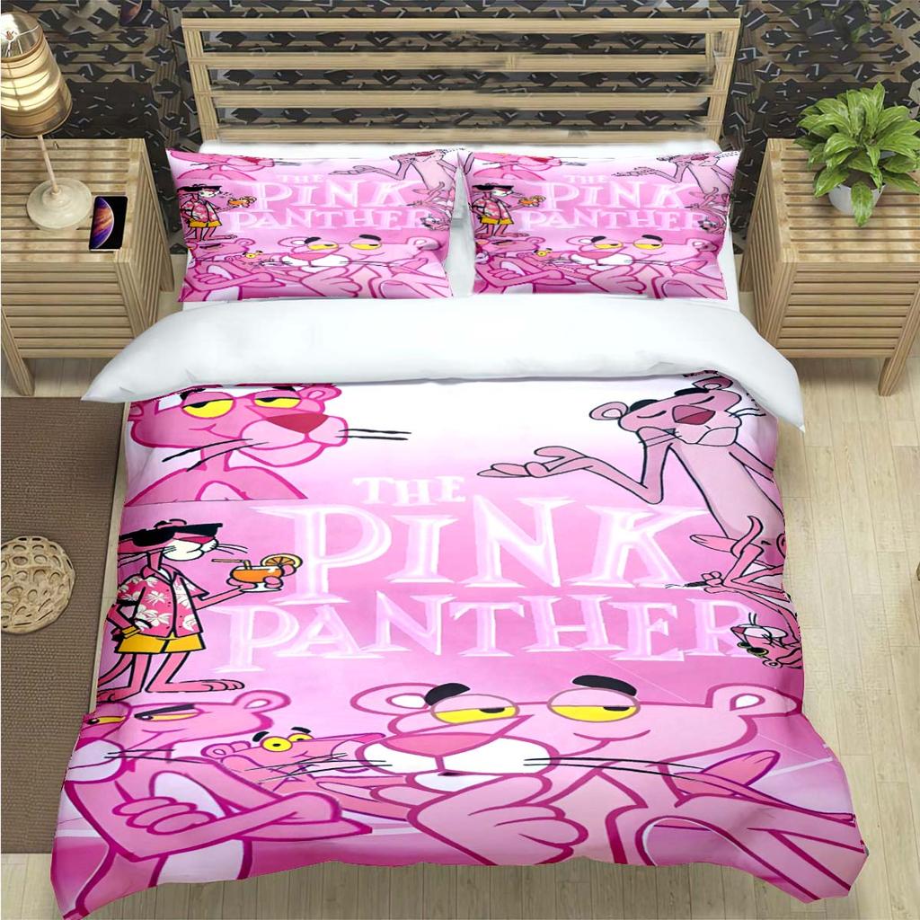 Comforter Crayon Pinkpanther Print Bedding Sets Bed Supplies Set Comforter Set Teens Girls Cartoon Twin Single Kid Gift