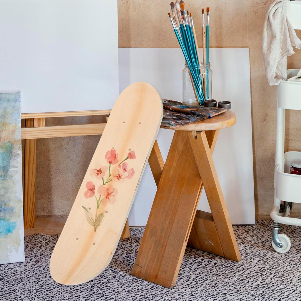 Deck de Skate Maple HOLIDYOYO para Crianças de 17 polegadas, Deck de Skate em Branco Pintável DIY com Furos Pré-Perfurados