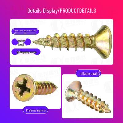 Color-Plated Countersunk Self-Tapping Screws: M3-M5 Galvanized Fiberboard Wood Nails for Walls & Panels