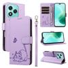 For Honor 400 Lite Case Cat Pattern Imprint Leather Phone Cover with Wrist Strap