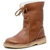 Womens Winter Warm Faux Suede Round Toe Flat Snow Boots With Side Zipper Fleece Lining