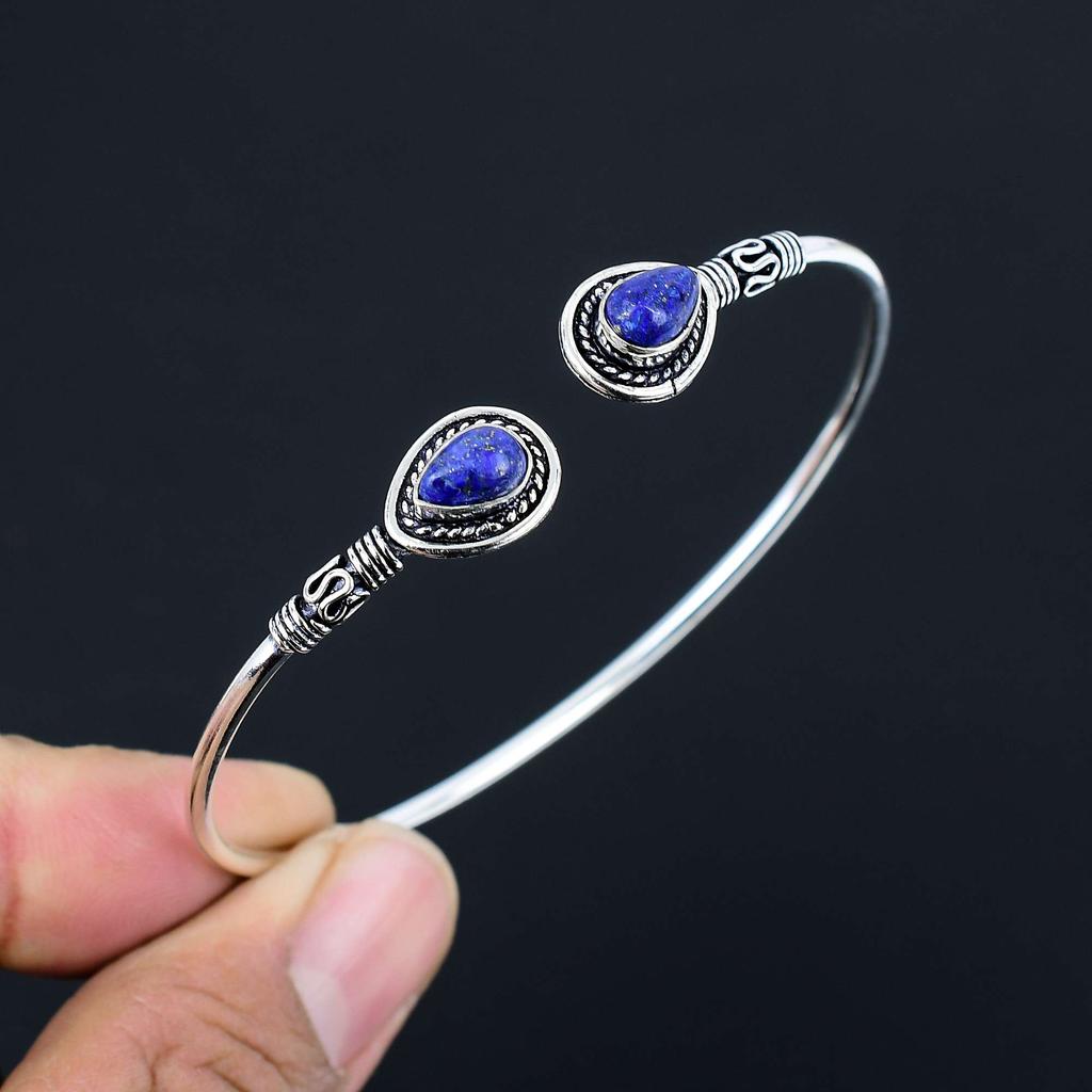 Lapis Lazuli Gemstone Bangles 925 Sterling Silver Bangle Jewelry Gift For Unisex LG-130
