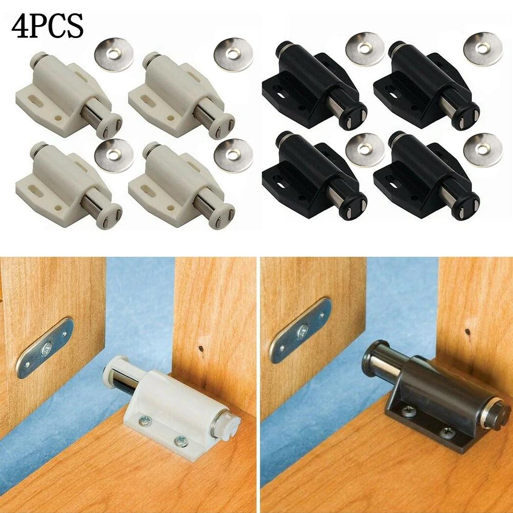 Push To Open Touch Latch Wardrobes Bathroom 4pcs/set ABS Easy To Use Magnetic White/Black Accessories Cabinet Doors Cupboard
