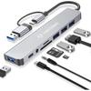 Updated USB Hub USB C Hub USB Splitter Port Extender 7 In 1 USB 3.0 Hub USB Adapter&USB C Splitter 4 USB 1 USBC TF/SD Card Reader Audio Output