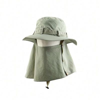 Unisex Outdoor Sun Protection Hiking Hat With Face Mask Fisherman Style For Travel Climbing