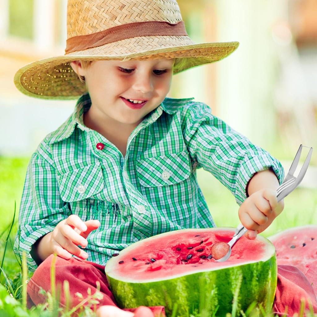 Watermelon Choxila,Stainless Steel Watermelon Cutter Cool Watermelon Knife Fun Watermelon Cutting Tool With 2PCS
