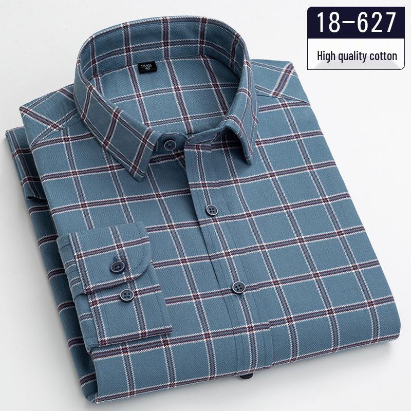 Pánská kostkovaná košile s dlouhým rukávem - Čistá bavlna, kartáčovaná, Podzimní/zimní kolekce