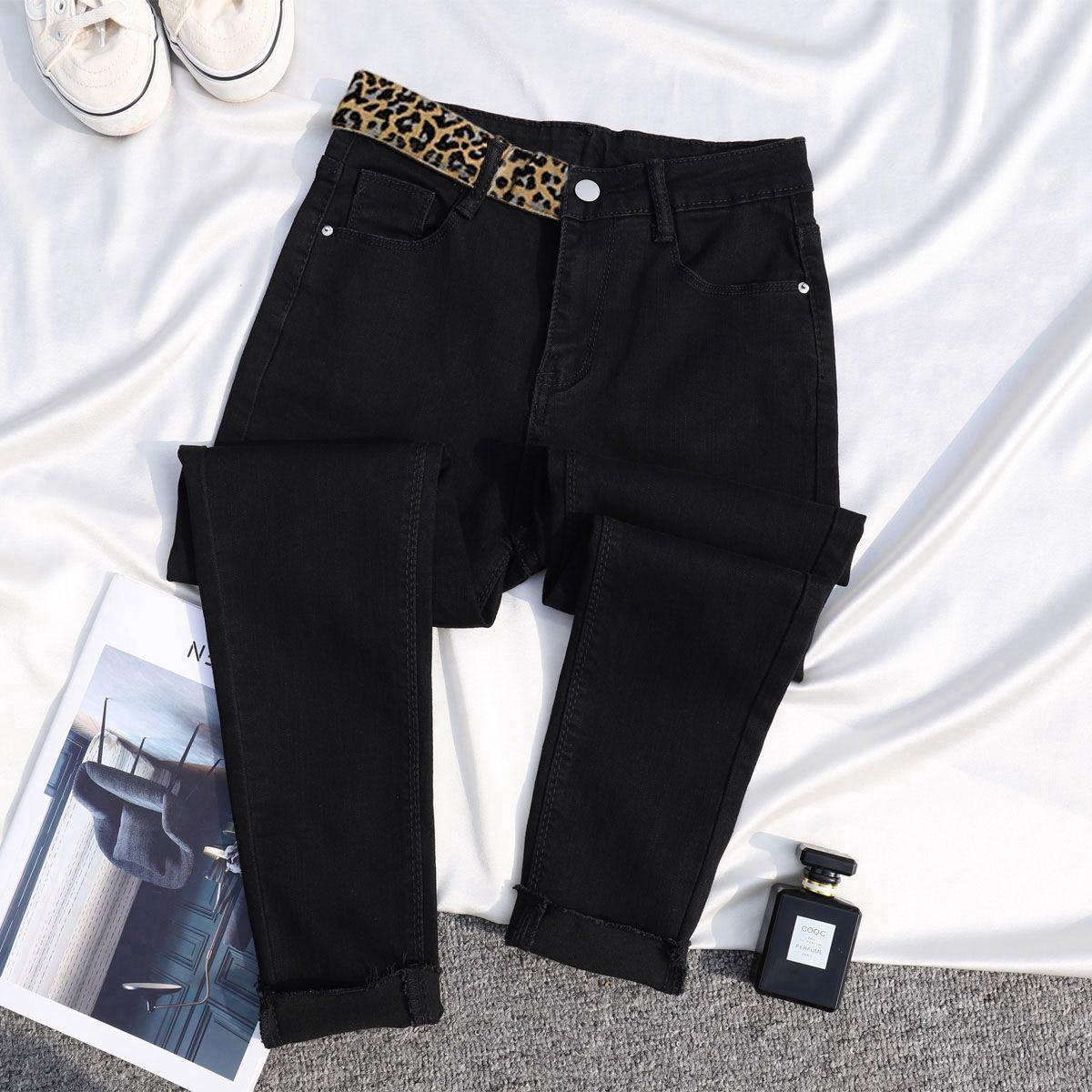

Women s High-Waist Leopard Print Elastic Skinny Jeans (2021) 31 чорний