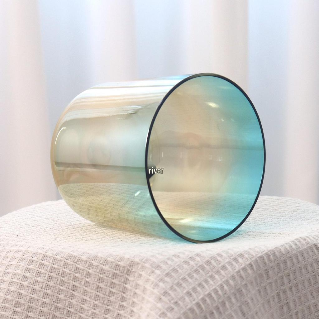 Handmade Blue & Yellow Gradient Crystal Singing Bowl for Sound Therapy & Yoga Relaxation