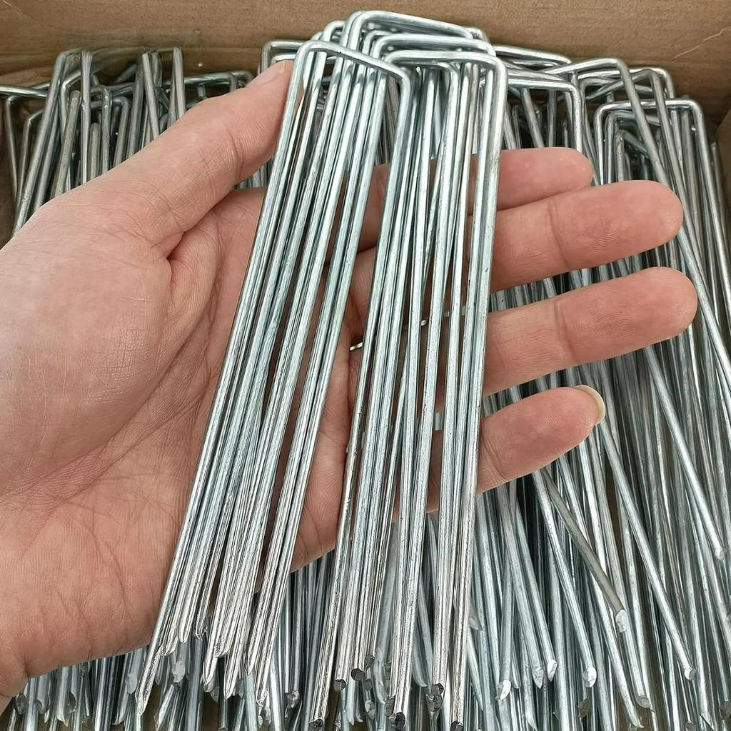 50Pcs U-type Garden Staples Heavy-duty Fence Stake Sod Pins Galvanized Landscape Stakes Spike for Holding Weed Barrier Ground Cover