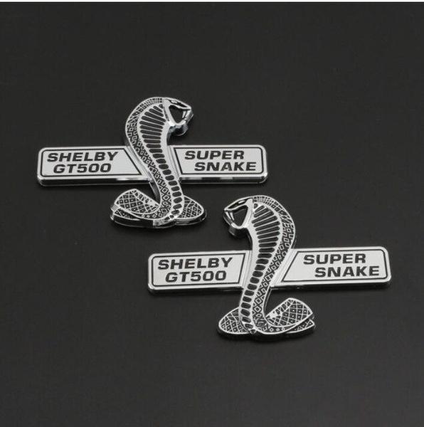 1Pair Car Sticker For Ford Mustang Shelby GT500 Super Snake Cobra Wall Plaque Car Door Fender Emblem Decal