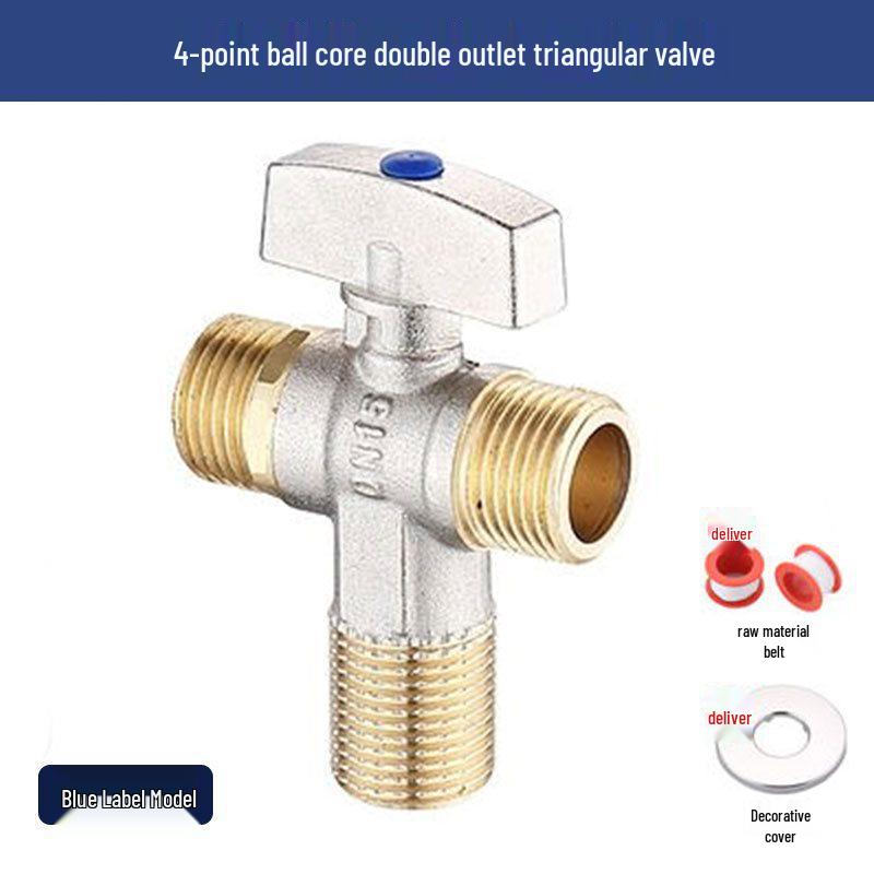 Universal All-Copper Gas Water Heater Valve: Hot/Cold Flow, 4/6 Point Angle Stop & Triangle Valve
