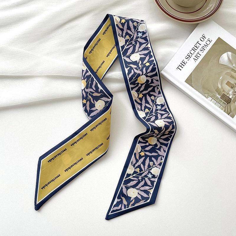 New Luxury Brand Model Small Silk Scarf Women Hair Band Bag Handbag Handle Ribbon Scarf Band Neck Scarves Neckerchief