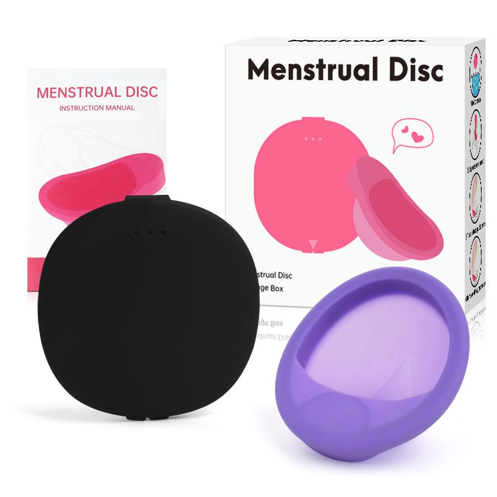 Silicone Menstrual Disc Cup with Storage Box and Built-in Handle for Women