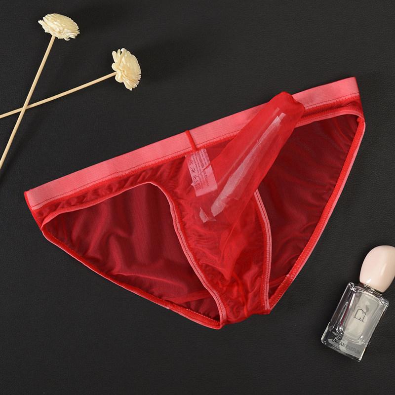 Large Size Mens Underwear Sexy Elephant Nose Briefs Ultra Thin Mesh Bikini Knickers Seamless Elastic Lingerie Panty Comfortable Fit