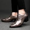 Men High Heels Silver Derby Wedding Dress Dance Business Gold Elevator Shoes Height Increase Tuxedo Shoes Plus Size