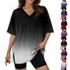 Damsommar Casual Toppar Tryck Stora Storlekar T-shirts V-ringade Kortärmade Skjortor Casual Lösa Toppar