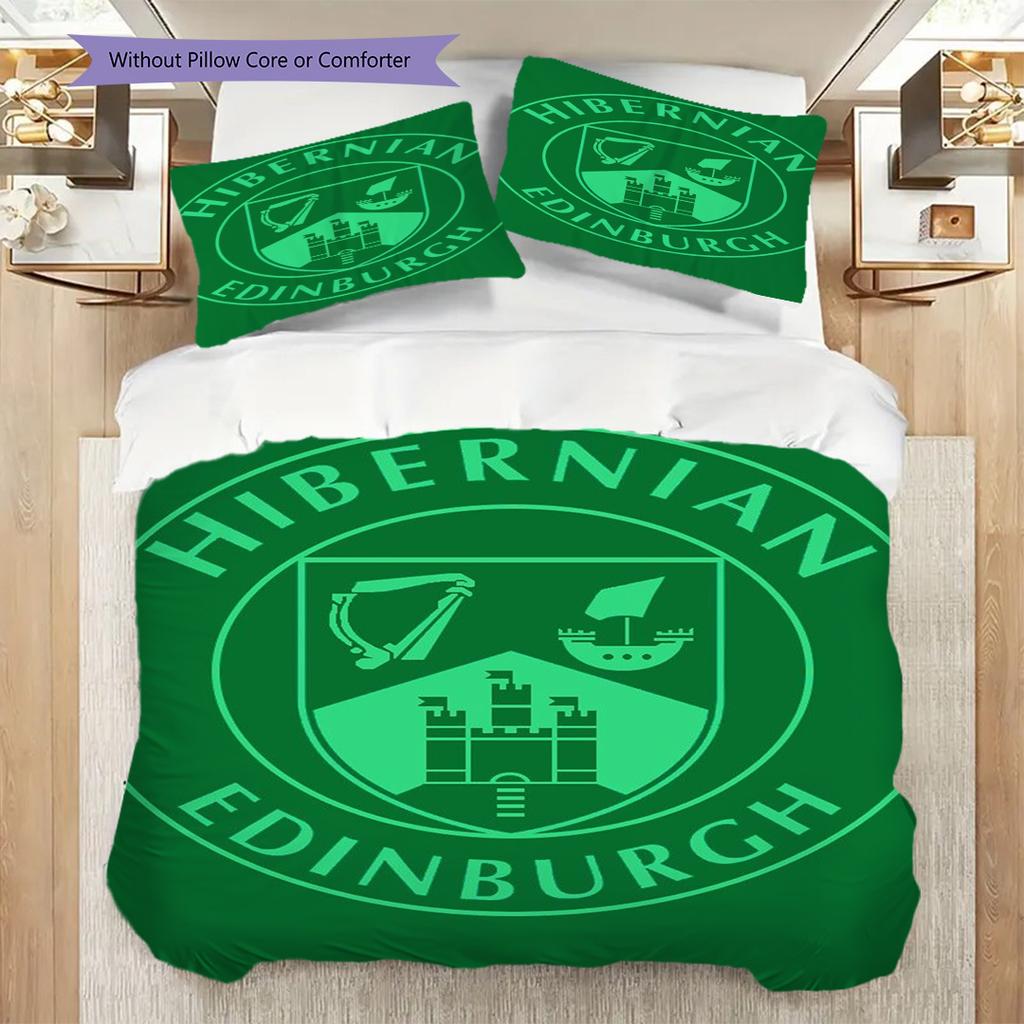 Hibernian Edinburgh Emblema Storico Set da Tre Pezzi (1 * copripiumino + 2 * federa, senza nucleo) Set biancheria da letto 2D Piatto Regalo di Natale Compleanno
