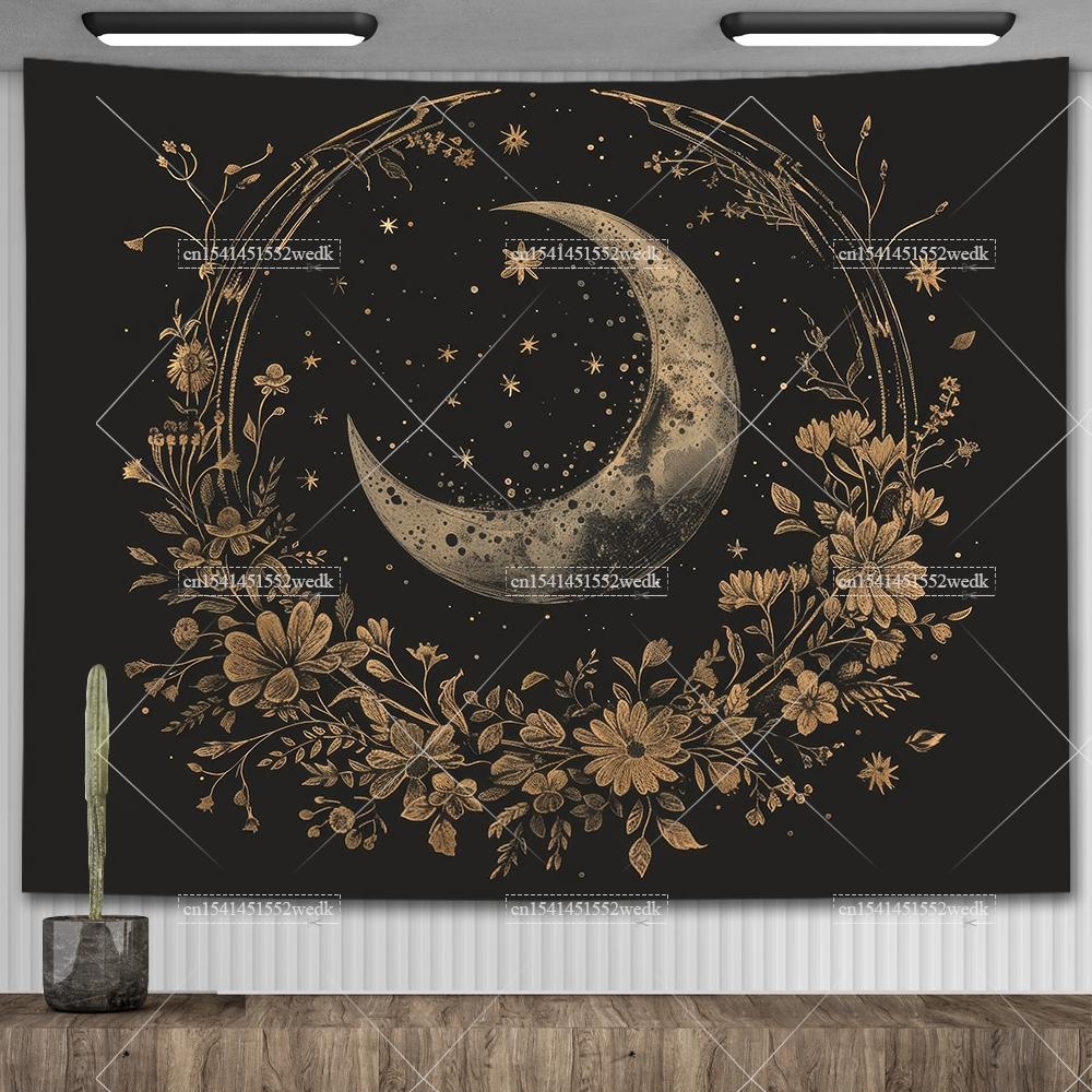 Tarot Tapestry Nordic Flower Series Room Background Cloth Moon Phase Wall Hanging Tapestries Living Room Bedroom Altar Cloths
