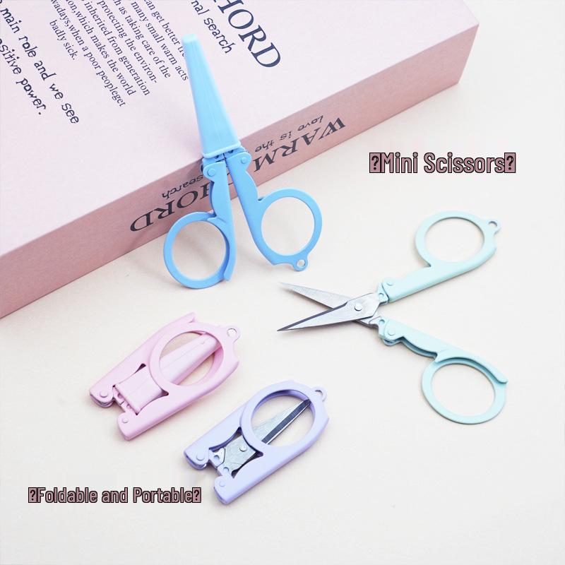 Compact Foldable Stainless Steel Scissors for Travel, Fishing, Students, and Outdoor Use
