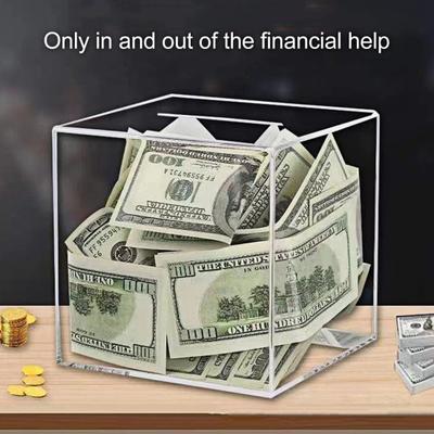 Clear Acrylic Money Saving Box Unbreakable Piggy Bank 365 Days Cash Vault Saving