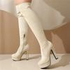Mode Damen Overknee Stiefel Winter Kniehoch Damen Plateau Stiefel Hohe Absätze Lange Stiefel Damenschuh Übergröße 45 46