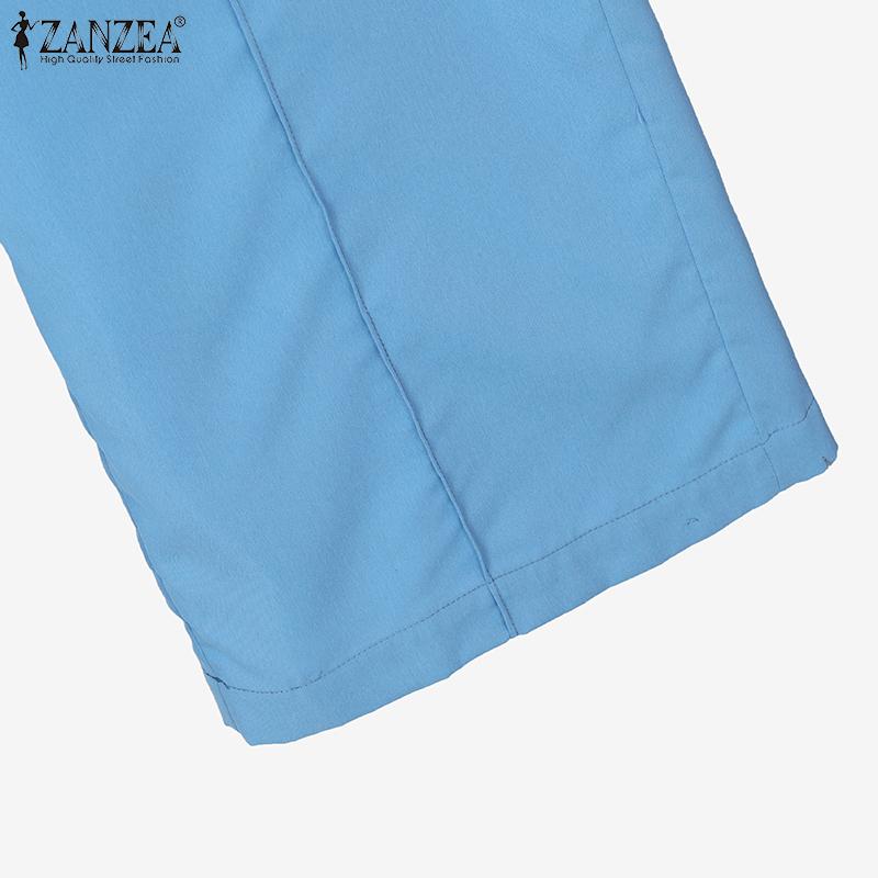 ZANZEA Women Casual Short Sleeve Blouse and Pants Casual Two Piece Suit Sets