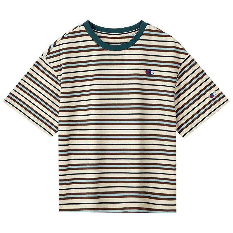 Champion Unisex Kids Striped Embroidered Short Sleeve T-Shirt XXL