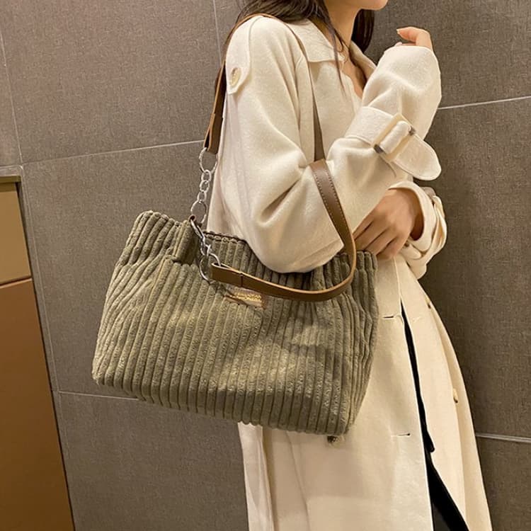Women's Corduroy Shoulder Handbag Tote Bag