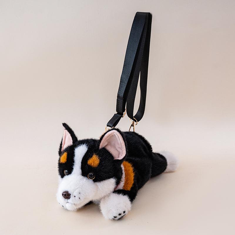Realistic Corgi Dog Plush Crossbody Bag