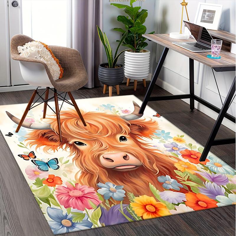 Highland Bull Chair Mat: Office Carpet Oversized Rug for Home Decor, Sofa Mat, Desk Pad, Gift Idea for Bedroom, Living Room & Any Room