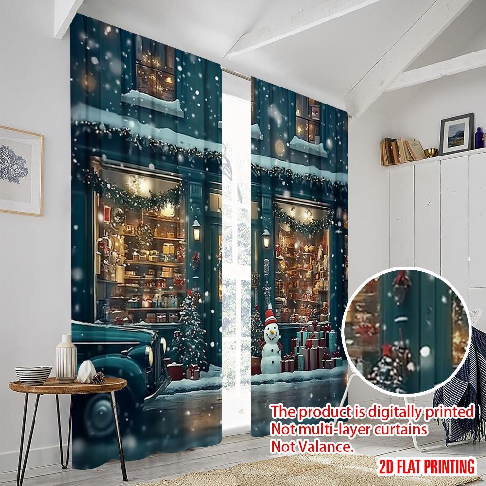 2pcs,2D Plane Printing Minimalist Curtains Christmas Party Versatile Polyester Fabric (without Rod) Versatile All Ldeal for