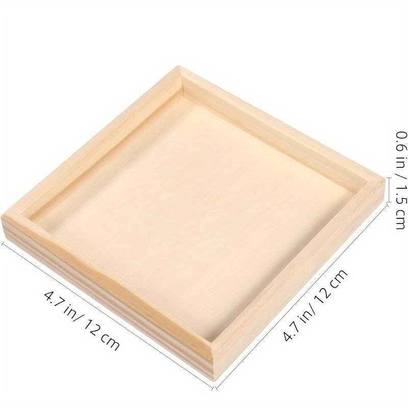 12/20pc Unfinished Wooden Craft Trays Square Multi-Purpose Display Platform DIY Painting Dyeing 3D Puzzles Art Projects Supplies