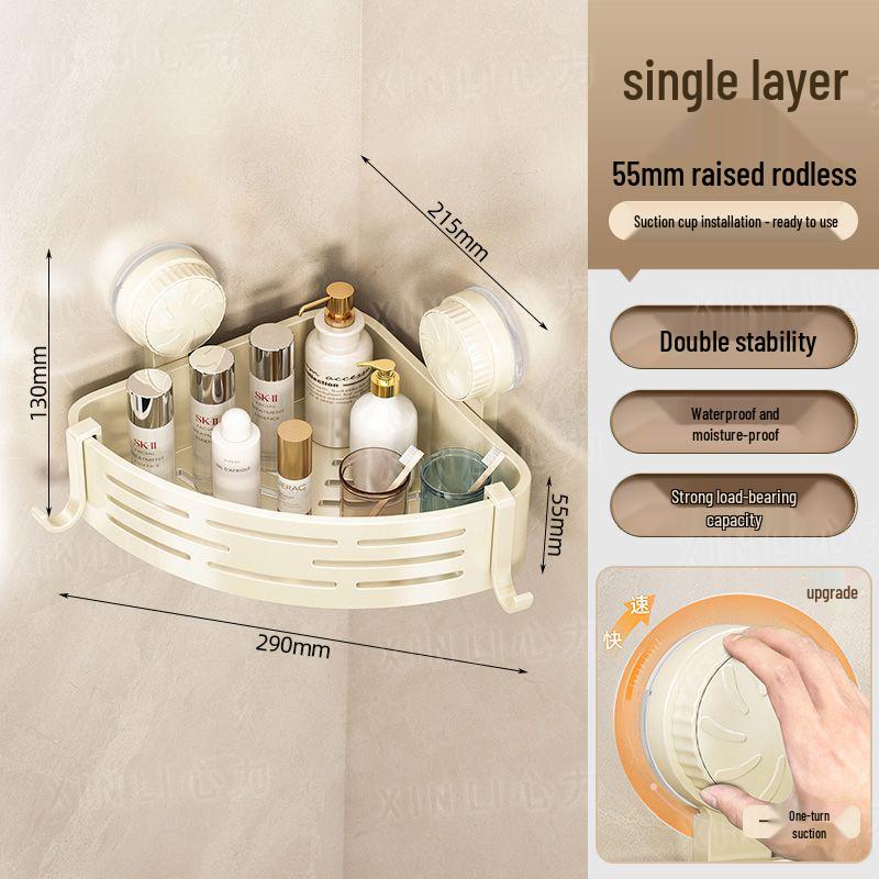 

Треугольная угловая полка для хранения в ванной - Крепление без сверления, Дизайн с присоской