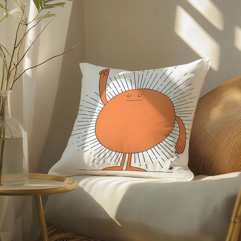 Fun cartoon school patterns for children Cushion Cover Silky elegant Comfort Sofa Bed Invisible zipper Beach pillowcase