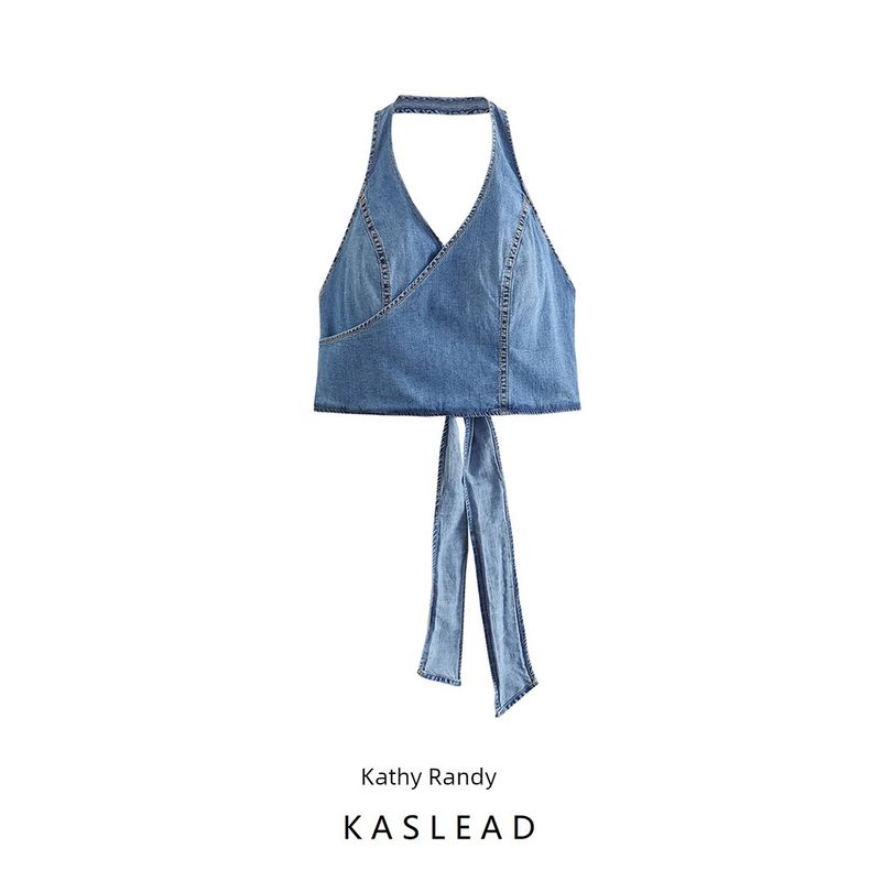Kaslead New Women Clothes Western Style Fashion Simple and Versatile Double Placket Denim Top 2569070
