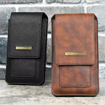 Crazy Horse Leder Taillenbeutel Vertikal mit Schlaufe Outdoor Bergsteiger Tasche Business Pendeln Doppellagiger Kartenhalter