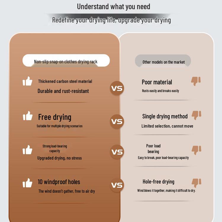 Anti-theft Balcony & Window Clothes Drying Rack with Railing Hooks for Dorms & Households