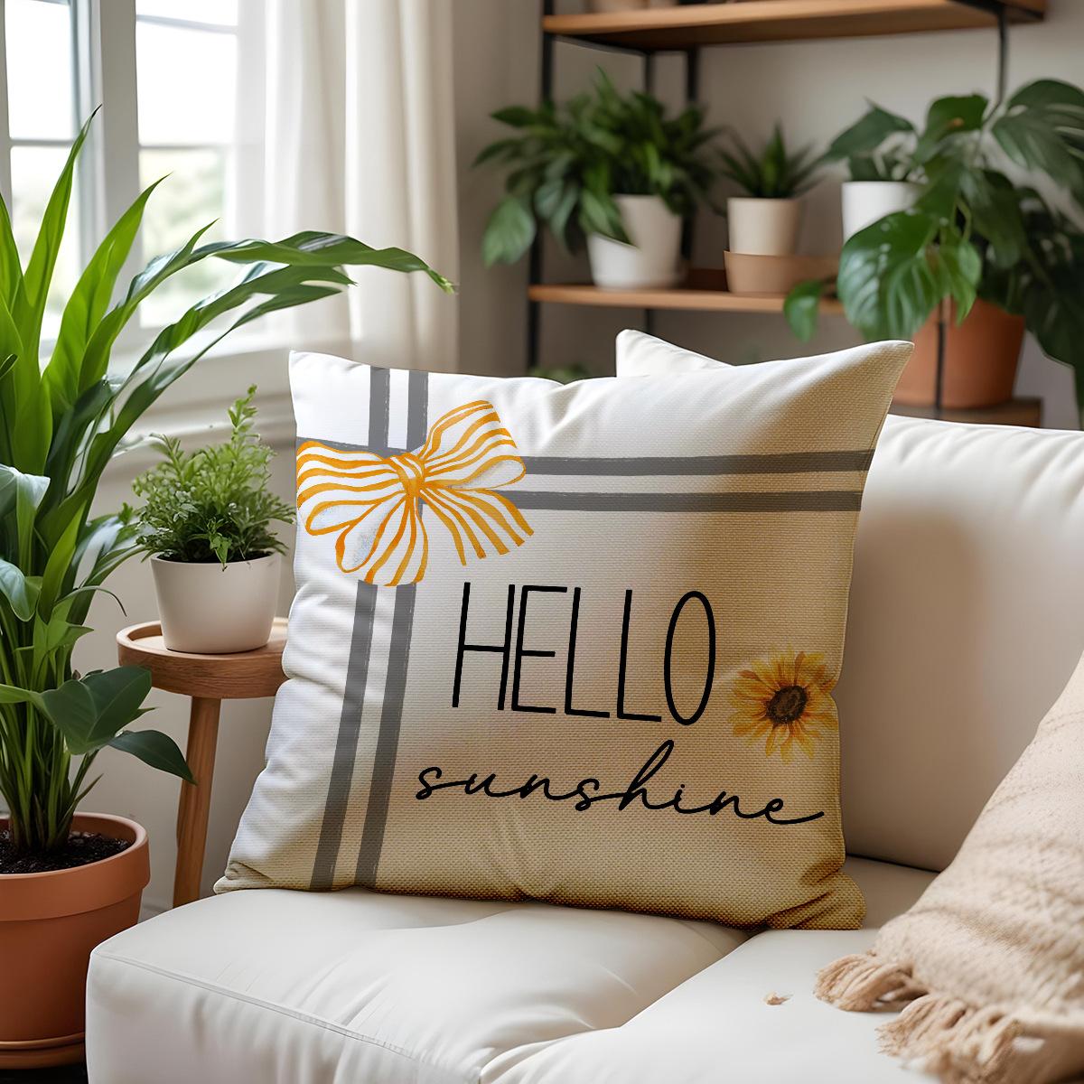

Весенняя и летняя наволочка с подсолнухом, принт с буквами, украшение для гостиной, подушка, лен, грязный диван для обнимания 45 * 45Cm