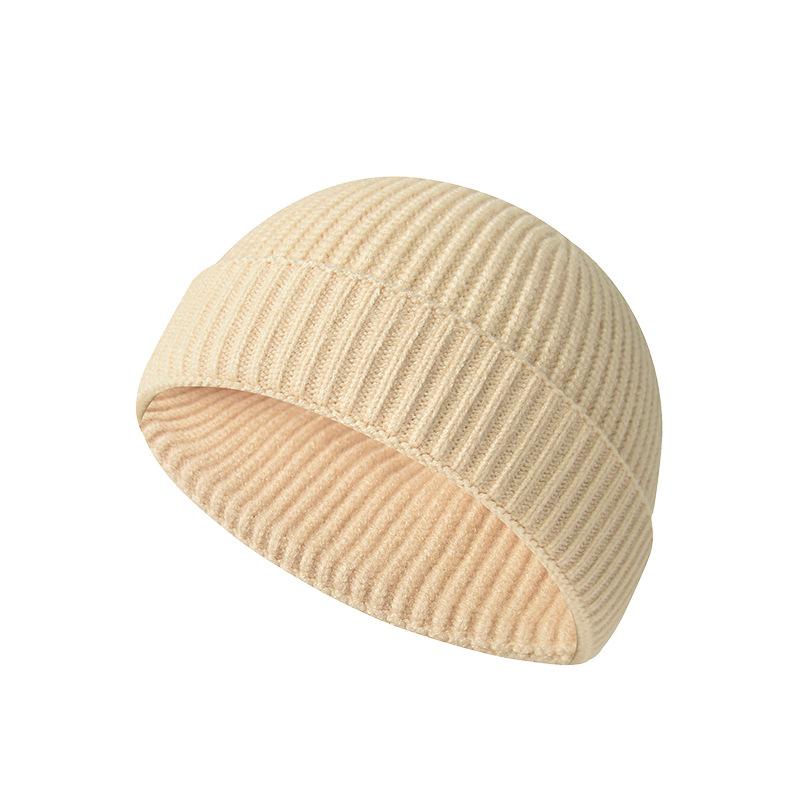 Seamless Double-Fold Knitted Wool Hat for Autumn/Winter Unisex Warm Beanie Hipster Sailor Cap