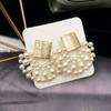 New Design Fan-shaped Pearl Woven Earrings, High-end Niche Net Celebrity, Elegant and Versatile Temperament Earrings for Women
